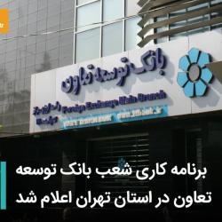 برنامه کاری شعب بانک توسعه تعاون در استان تهران اعلام شد